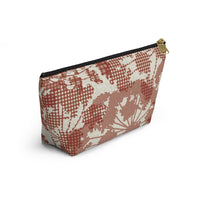 Floral Plaid Accessory Pouch w T-bottom in Red